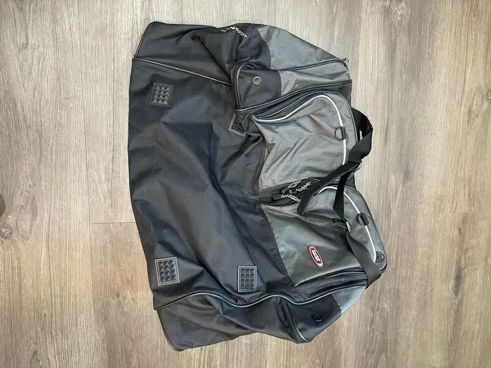 Protege Sport Large Black and Gray Heavy Duty Rolling Duffle Bag with Multiple P